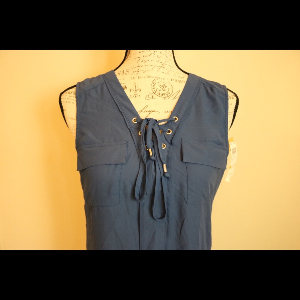 New with tags lace up front tie striped tank top
